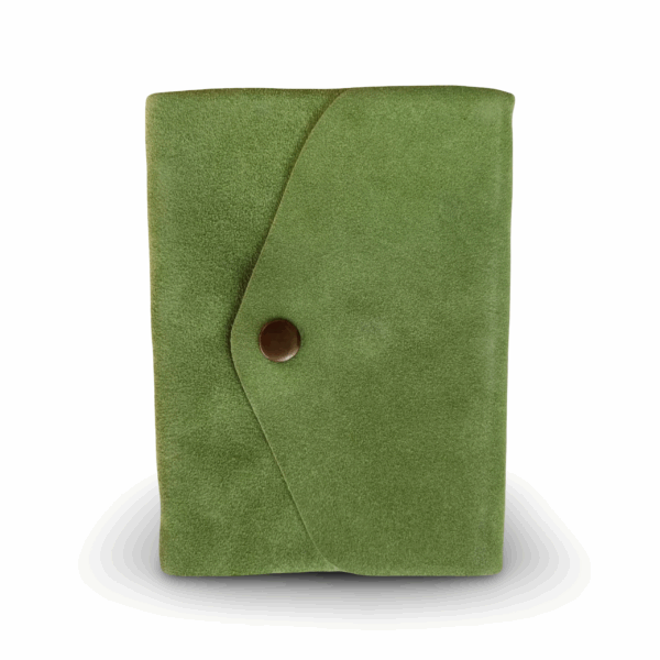 Green Suede Softcover Notebook with Snap Button Closure