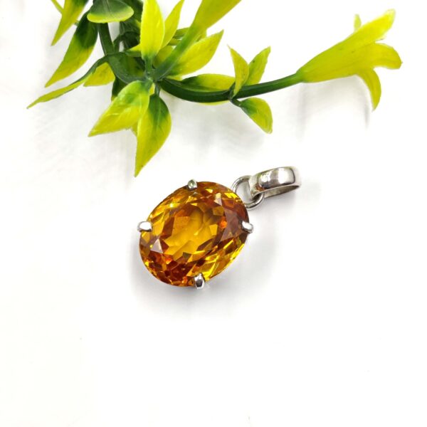 Handmade Yellow Citrine Faceted Oval Pendant in Sterling Silver – Anniversary Gift Jewelry